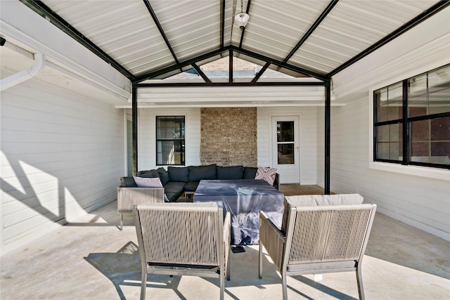 view of patio / terrace featuring a gazebo and an outdoor living space