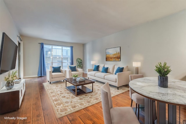 living room with hardwood / wood-style flooring