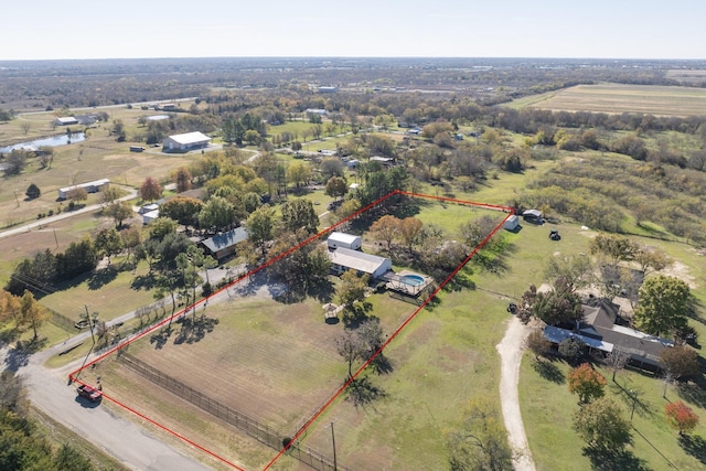 bird's eye view with a rural view