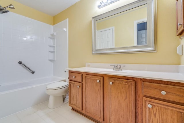 full bathroom featuring vanity, toilet, and bathtub / shower combination