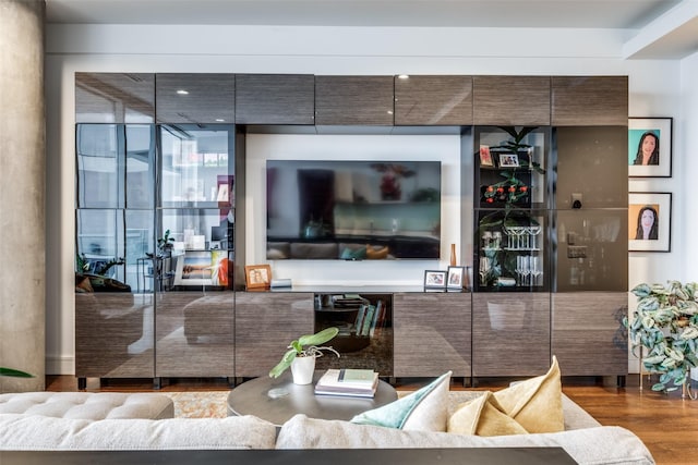 living room with wood-type flooring