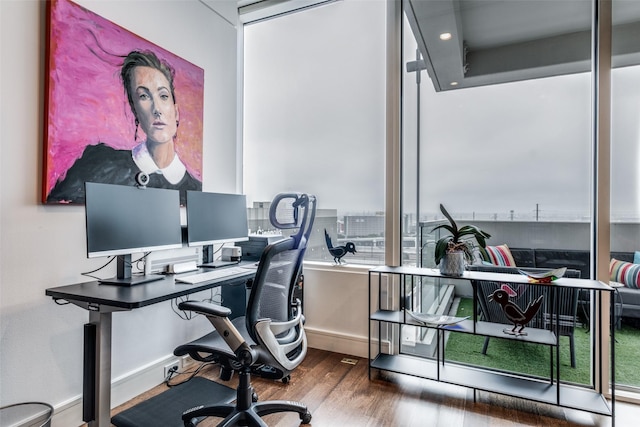 office featuring hardwood / wood-style floors