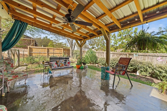 view of patio / terrace featuring ceiling fan