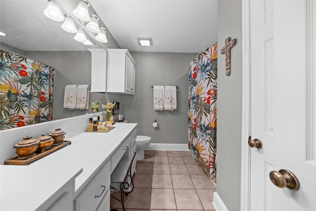 bathroom with tile patterned floors, toilet, and vanity