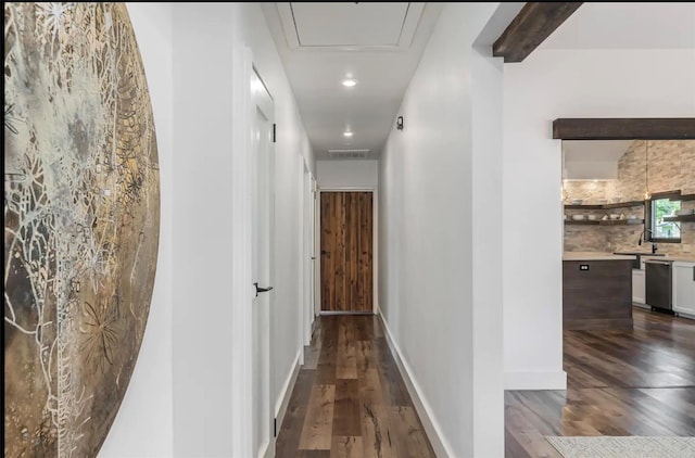 hall featuring dark hardwood / wood-style flooring