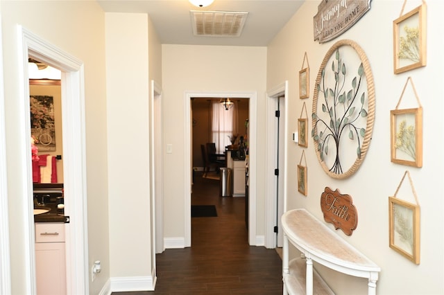 hall featuring dark hardwood / wood-style flooring