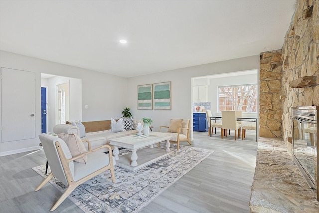 living room featuring light hardwood / wood-style flooring