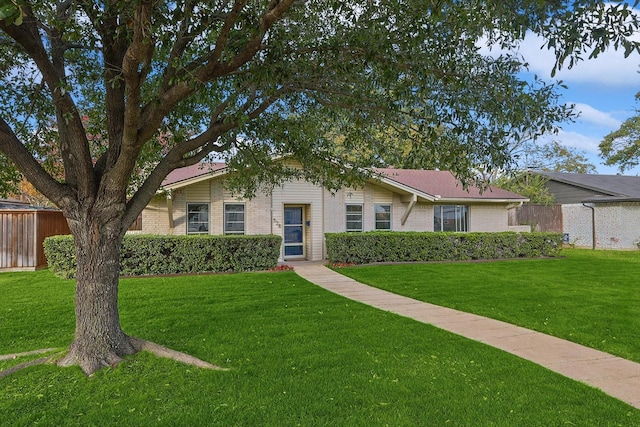 view of front of home with a front yard