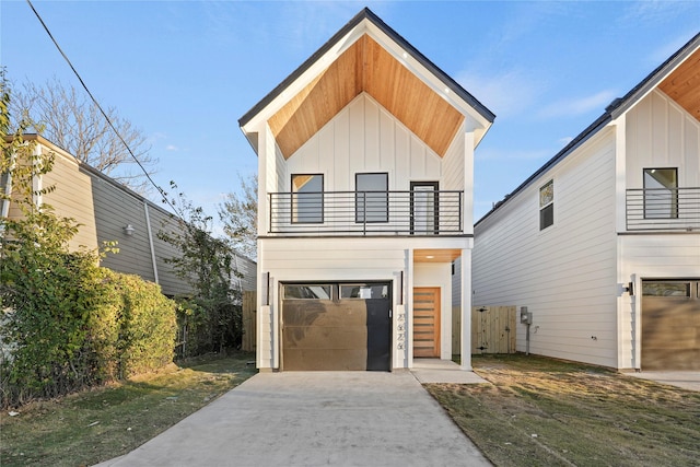 contemporary home featuring a balcony