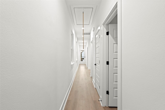 hall with light hardwood / wood-style flooring