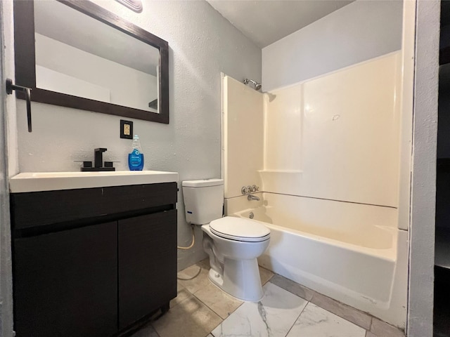 full bathroom with vanity, toilet, and shower / bathing tub combination