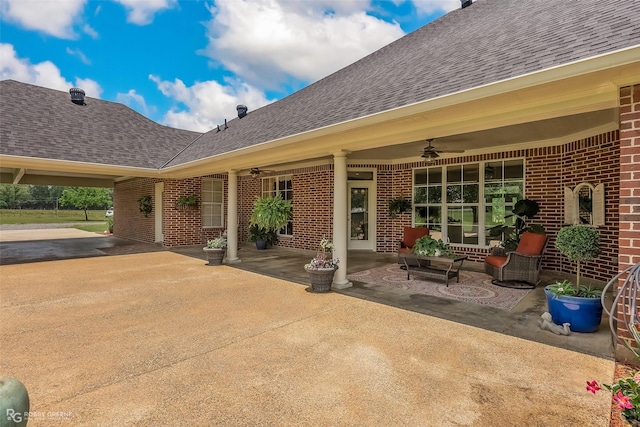 view of patio with ceiling fan