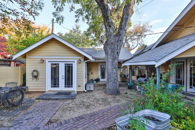 back of house featuring french doors and a patio