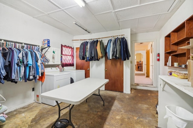 interior space with cabinets and separate washer and dryer