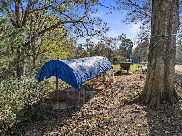 view of yard with an outbuilding