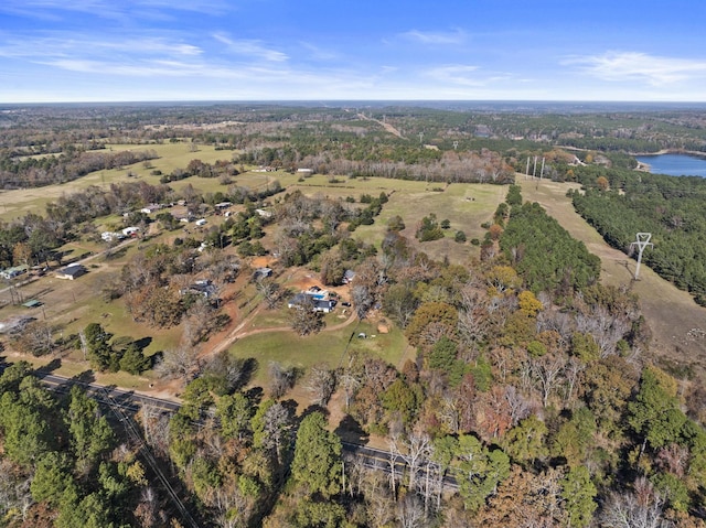 aerial view with a water view and a rural view