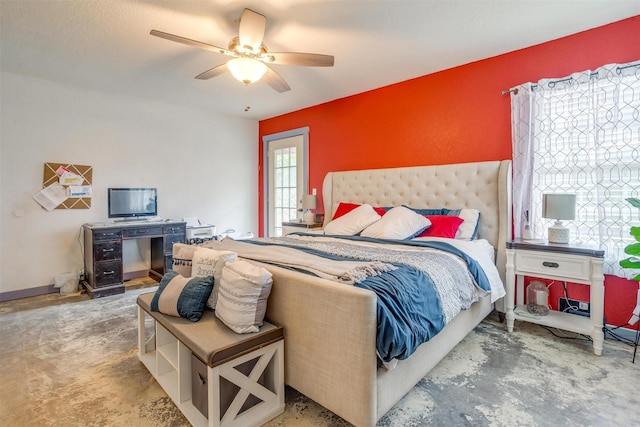 bedroom featuring ceiling fan