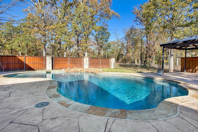 view of pool with a gazebo and a patio