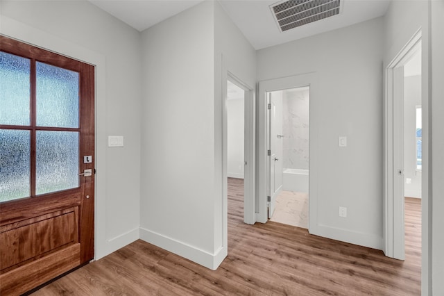 foyer featuring a wealth of natural light and light wood-type flooring