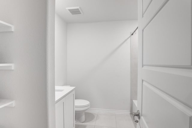 full bathroom with tile patterned floors, vanity, toilet, and tub / shower combination