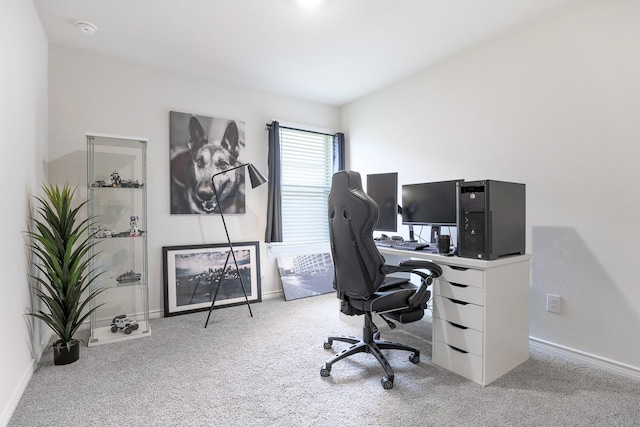 view of carpeted office space