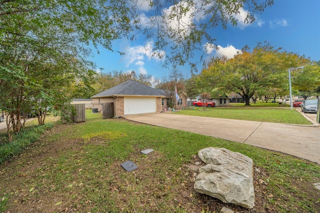 view of yard featuring a garage