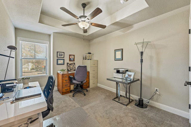 105 Easy St, Glen Rose, TX 76043 - carpeted office with a tray ceiling and a ceiling fan