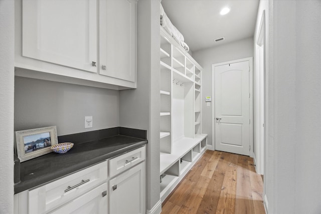 mudroom with light wood-type flooring