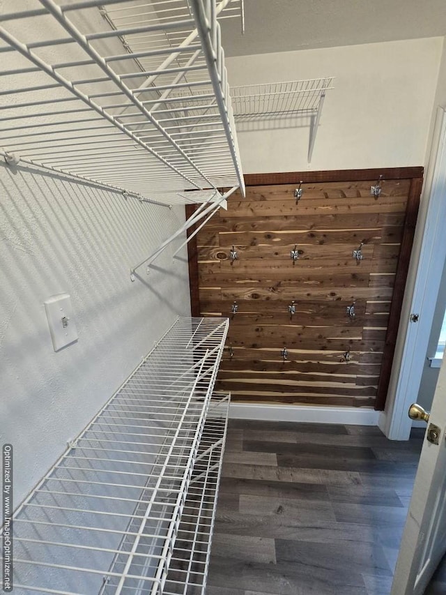 walk in closet featuring dark hardwood / wood-style flooring