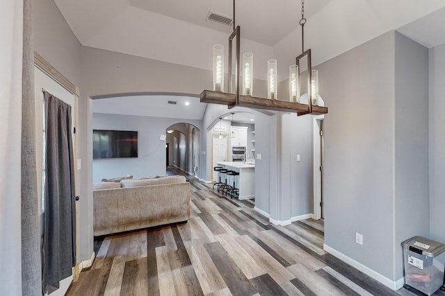 interior space with hardwood / wood-style floors