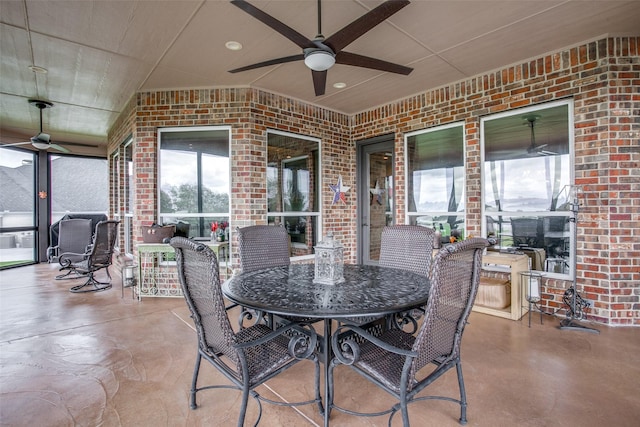 view of patio with ceiling fan