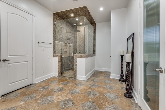 bathroom featuring walk in shower