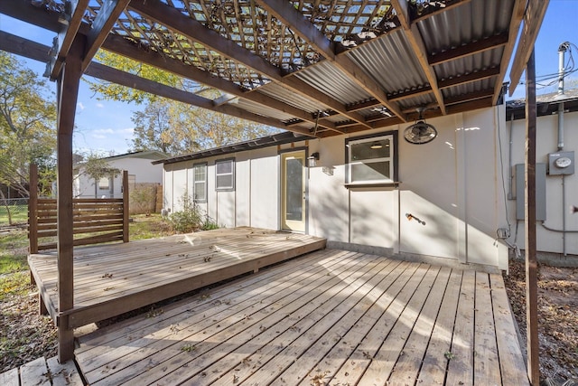 deck featuring a pergola