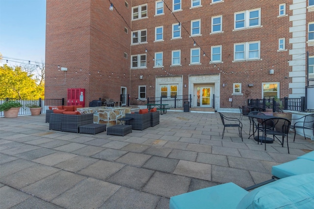 view of patio with an outdoor living space