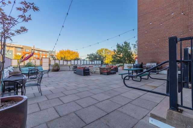 view of patio / terrace featuring an outdoor living space