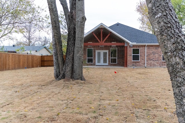 back of property with french doors