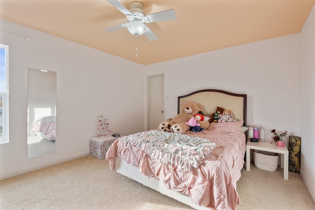 bedroom with carpet floors and ceiling fan