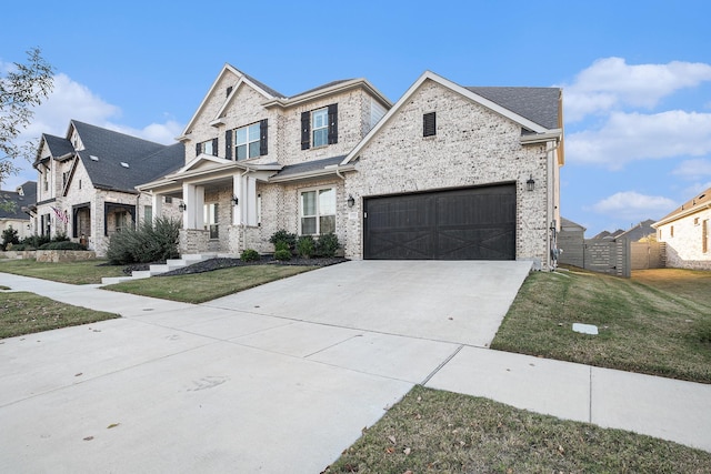 craftsman-style home featuring a front lawn