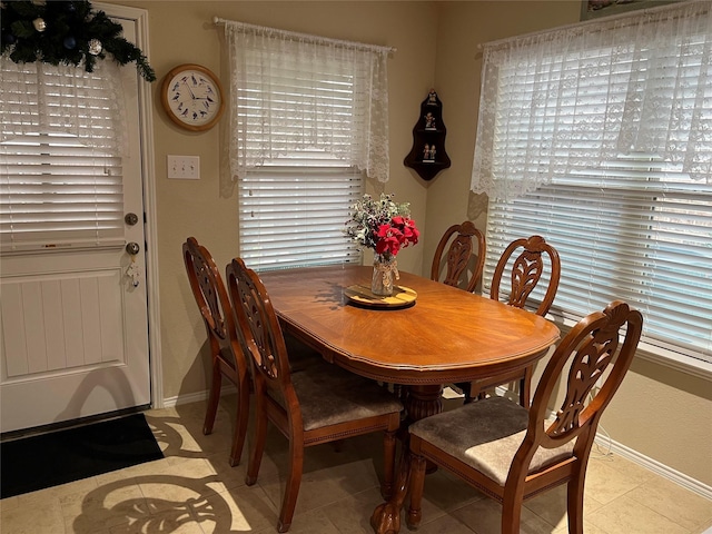 tiled dining area featuring a wealth of natural light