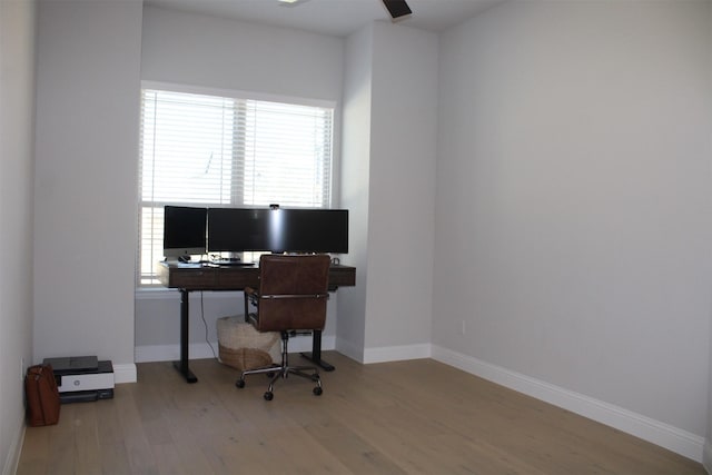 office space featuring wood-type flooring