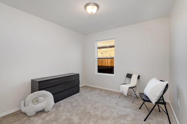 living area with light colored carpet