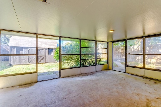 view of unfurnished sunroom