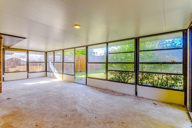 view of unfurnished sunroom