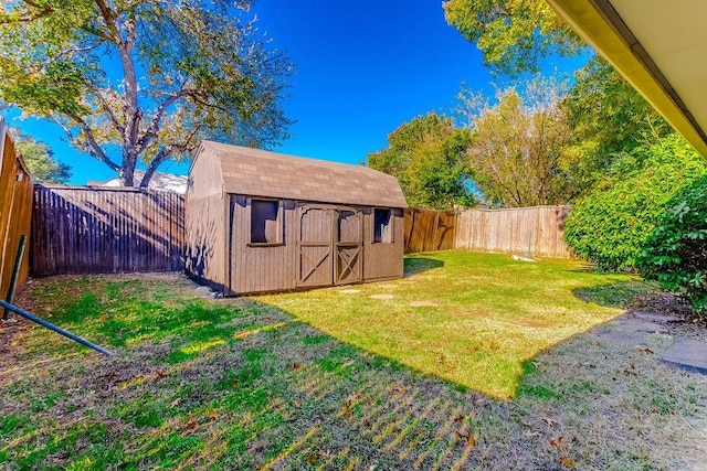 view of yard with a storage unit