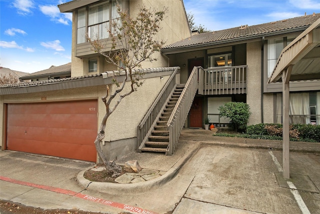 exterior space with a garage