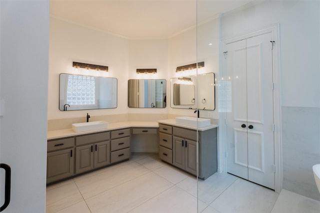 bathroom featuring vanity and tile patterned floors