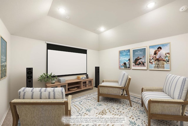 view of carpeted home theater room