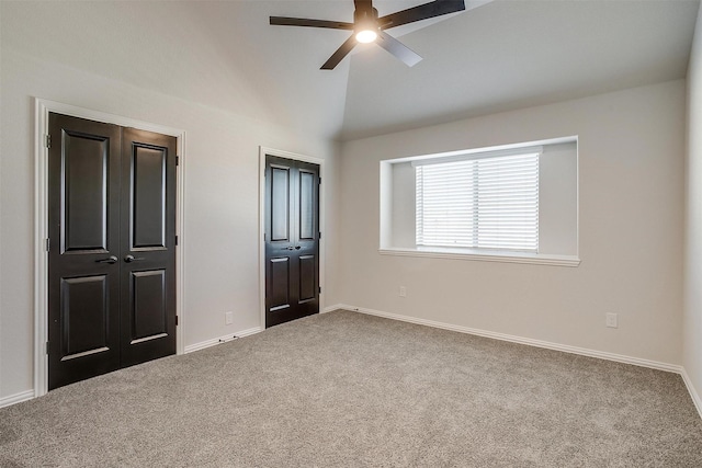 5214 Rowlan Row, Midlothian, TX 76065 - unfurnished bedroom featuring carpet floors, vaulted ceiling, and a ceiling fan