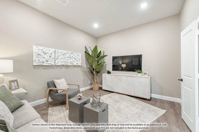 living room with wood-type flooring