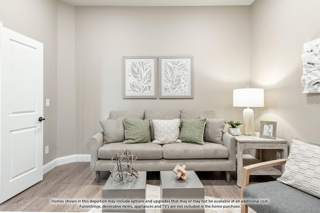 living room with wood-type flooring